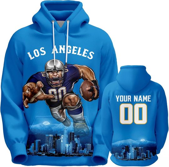 Discover Custom Football Hoodie Mascots City Night Hooded Sweatshirt Personalized Name Number for Fans Gift Men Women Youth
