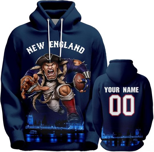 Discover Custom Football Hoodie Mascots City Night Hooded Sweatshirt Personalized Name Number for Fans Gift Men Women Youth