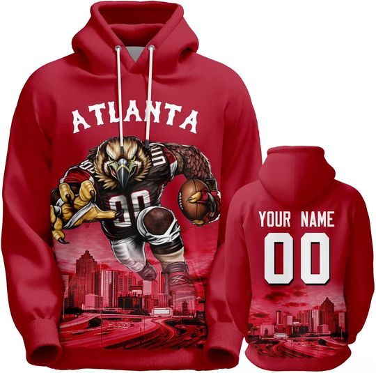 Discover Custom Football Hoodie Mascots City Night Hooded Sweatshirt Personalized Name Number for Fans Gift Men Women Youth