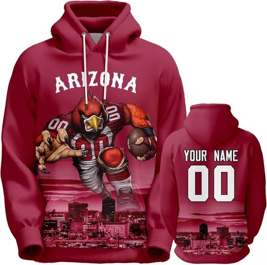 Discover Custom Football Hoodie Mascots City Night Hooded Sweatshirt Personalized Name Number for Fans Gift Men Women Youth
