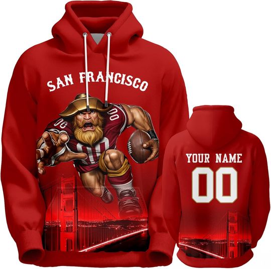 Discover Custom Football Hoodie Mascots City Night Hooded Sweatshirt Personalized Name Number for Fans Gift Men Women Youth