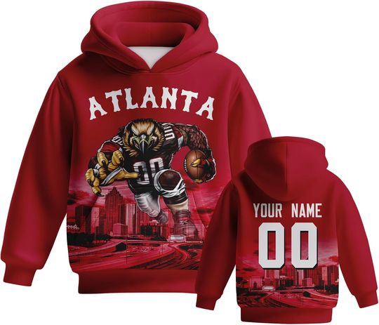 Discover Custom Football Hoodie Mascots City Night Hooded Sweatshirt Personalized Name Number Gift for Girls Boys Fans