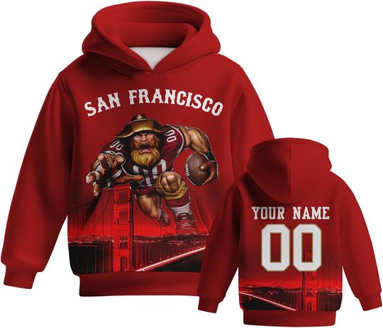 Discover Custom Football Hoodie Mascots City Night Hooded Sweatshirt Personalized Name Number Gift for Girls Boys Fans