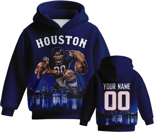Discover Custom Football Hoodie Mascots City Night Hooded Sweatshirt Personalized Name Number Gift for Girls Boys Fans