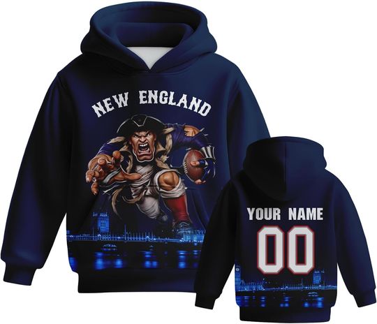 Discover Custom Football Hoodie Mascots City Night Hooded Sweatshirt Personalized Name Number Gift for Girls Boys Fans