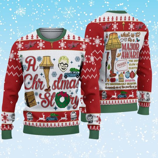A Christmas Story Ugly Christmas Sweater, Leg Lamp Major Award Sweater, Funny Holiday Party Jumper