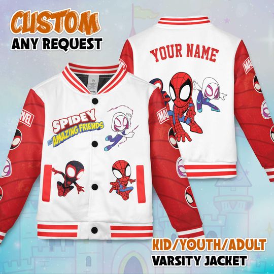 Discover Spidey And His Amazing Friends Varsity Jacket, Spidey Baseball Jacket, Kids Youth Adult Spiderman Varsity Jacket