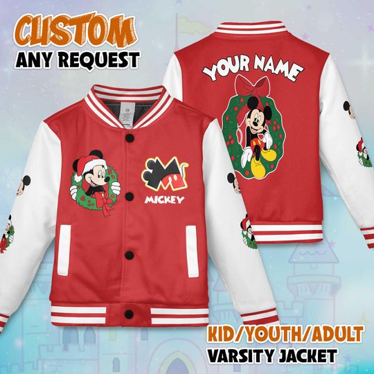 Discover Custom Mickey Mouse Varsity Jacket, Personalized Mickey Mouse Varsity Baseball Jacket, Kids Youth Adult Varsity Jacket