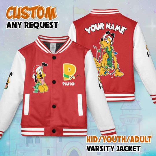Discover Custom Pluto Dog Varsity Jacket, Personalized Mickey Mouse Baseball Jacket, Disney Kids Youth Adult Varsity Jacket