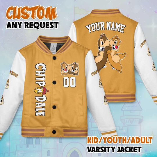 Discover Custom Chip and Dale Varsity Jacket, Personalized Disney Chip 'n' Dale Baseball Jacket, Chip and Dale Kids Youth Adult Varsity Jacket
