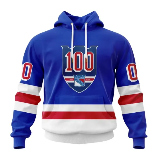 Personalized New York Rangers 2025/26 Centennial Home Hoodie Pullover Fan Gear