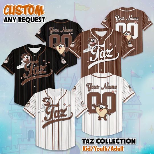 Custom Baby Taz Baseball Jersey, Custom Tasmanian Devil Baseball Shirt, Disneyland Baseball Team Outfit, Birthday Gift For Fans