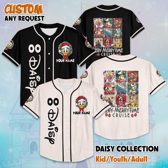 Discover Personalized Daisy Christmas Cruise 2025 Baseball Jersey, Disney Mickey and Friend Baseball Shirt, Matching Disney Trip Outfit
