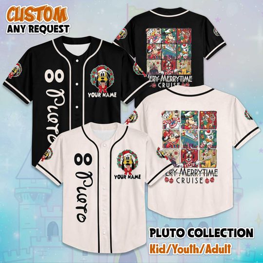 Discover Personalized Pluto Christmas Cruise 2025 Baseball Jersey, Disney Mickey and Friend Baseball Shirt, Matching Disney Trip Outfit