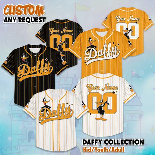 Custom Daffy Duck Baseball Jersey, Personalized Daffy Duck Shirt, Baseball Team Outfit, Gift For Fans, Outfit Matching Family Tee