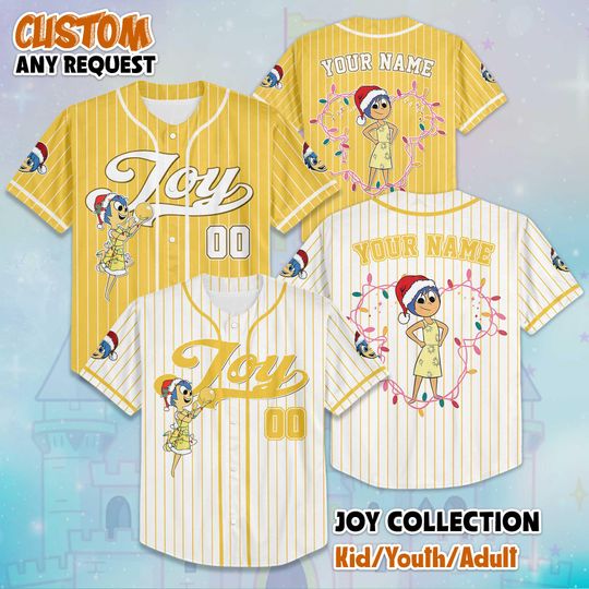 Discover Custom Joy Christmas Baseball Jersey, Custom Disney Pixar Joy Jersey Shirt, Cartoon Outfit, Disney Birthday Gift