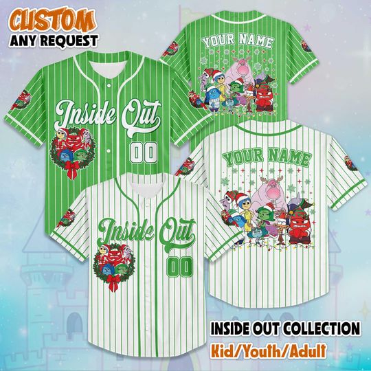 Discover Personalized Inside Out Christmas Baseball Jersey,  Custom Christmas Family Shirt, Kids Birthday Jersey, Santa Claus Christmas Shirt
