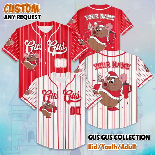 Discover Personalized Gus Gus Christmas Jersey, Custom Disney Birthday Jersey, Kids Birthday Jersey, Santa Claus Christmas shirt