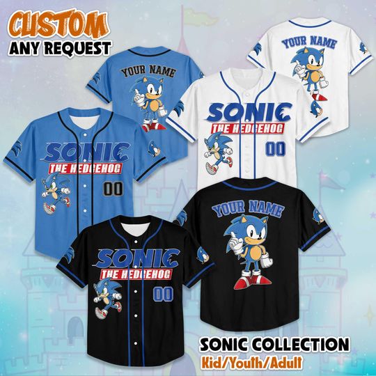 Discover Personalized Sonic the Hedgehog Baseball Jersey, Custom Sonic Baseball Team Shirt, The Hedgehog Outfit, Gift For Fans