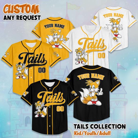 Discover Personalized Tails the Hedgehog Baseball Jersey, Custom Sonic the Hedgehog Jersey Shirt, Baseball Team Outfit, Gift For Fans