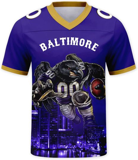 Discover Custom Football Jersey Mascots City Night Shirt Personalized Name Number Practice Uniform for Men Women Youth Fans Gift