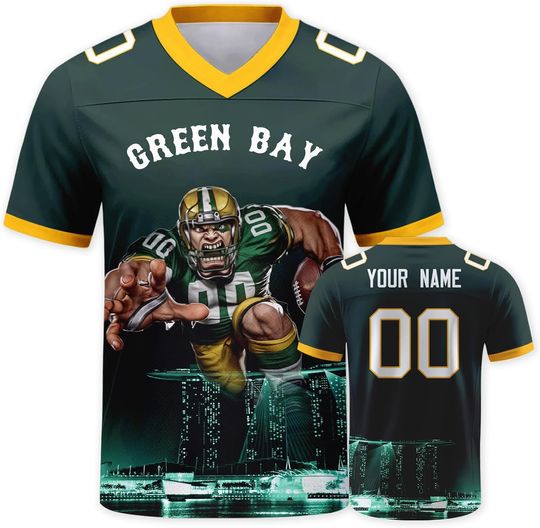 Discover Custom Football Jersey Mascots City Night Shirt Personalized Name Number Practice Uniform for Men Women Youth Fans Gift