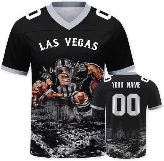 Discover Custom Football Jersey Mascots City Night Shirt Personalized Name Number Practice Uniform for Men Women Youth Fans Gift