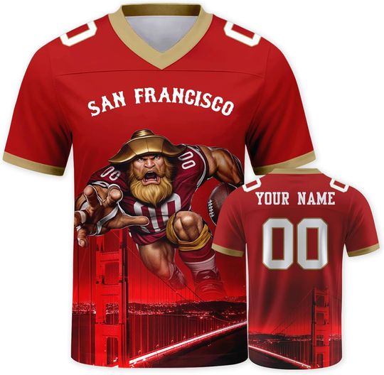 Discover Custom Football Jersey Mascots City Night Shirt Personalized Name Number Practice Uniform for Men Women Youth Fans Gift