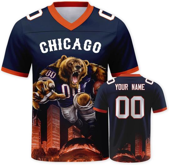 Discover Custom Football Jersey Mascots City Night Shirt Personalized Name Number Practice Uniform for Men Women Youth Fans Gift