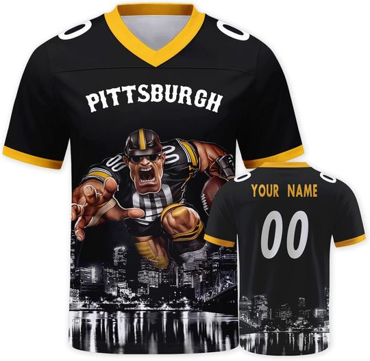 Discover Custom Football Jersey Mascots City Night Shirt Personalized Name Number Practice Uniform for Men Women Youth Fans Gift