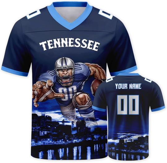 Discover Custom Football Jersey Mascots City Night Shirt Personalized Name Number Practice Uniform for Men Women Youth Fans Gift