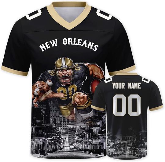 Discover Custom Football Jersey Mascots City Night Shirt Personalized Name Number Practice Uniform for Men Women Youth Fans Gift