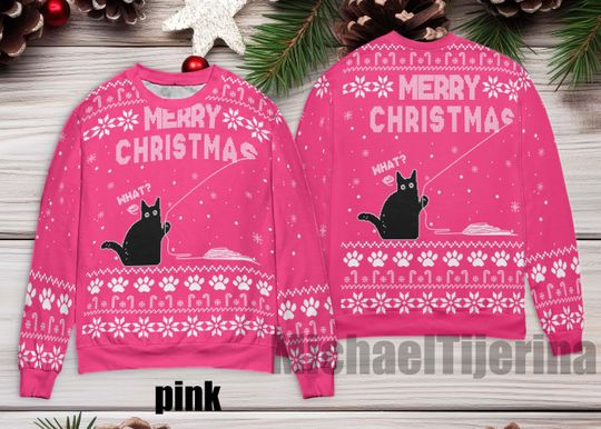 Discover Meowy Cat Ugly Christmas Sweater, Cat Christmas Ugly Sweater, Funny Cat Lovers Xmas Gifts, Gift For Men Women