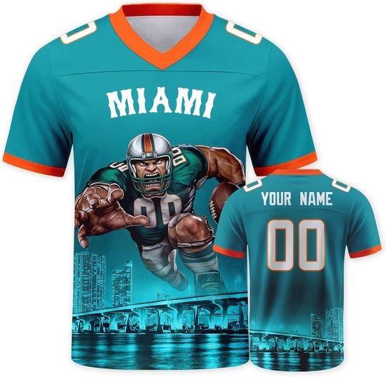 Discover Custom Football Jersey Mascots City Night Shirt Personalized Name Number Practice Uniform for Men Women Youth Fans Gift