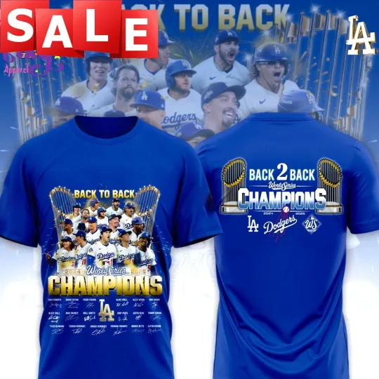 Discover HOT - Los Angeles Dodgers Back 2 Back World Series 2024-2025 Champions T-Shirt