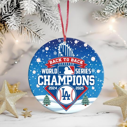 Los Angeles Dodgers World Series Champions 2025 Baseball Ornaments for Christmas Tree Back to Back