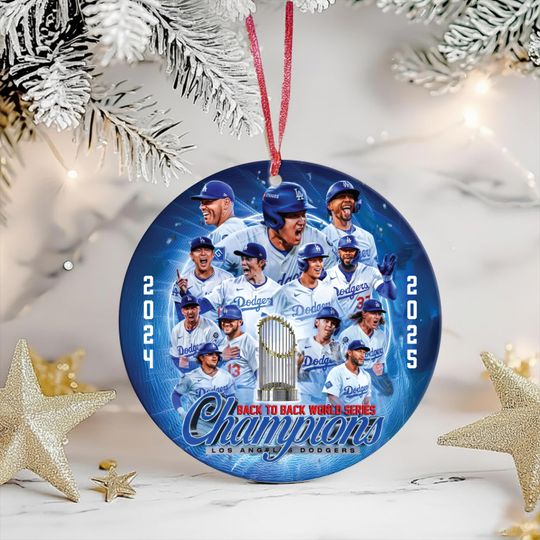 Los Angeles Dodgers World Series Champions 2025 Baseball Ornaments for Christmas Tree Back to Back
