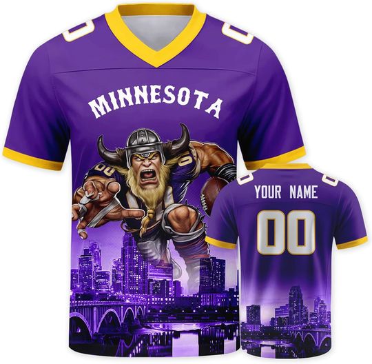 Discover Custom Football Jersey Mascots City Night Shirt Personalized Name Number Practice Uniform for Men Women Youth Fans Gift