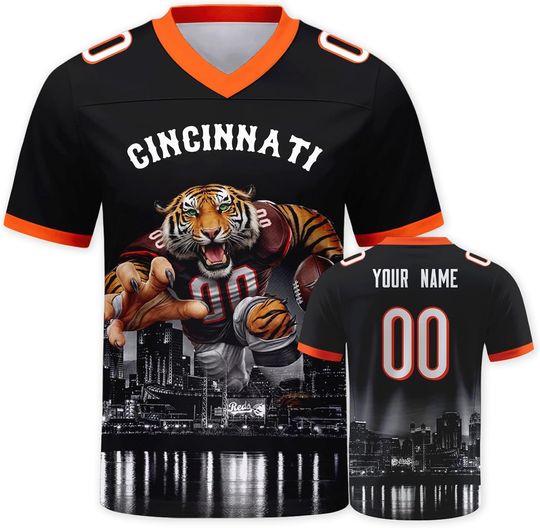 Discover Custom Football Jersey Mascots City Night Shirt Personalized Name Number Practice Uniform for Men Women Youth Fans Gift