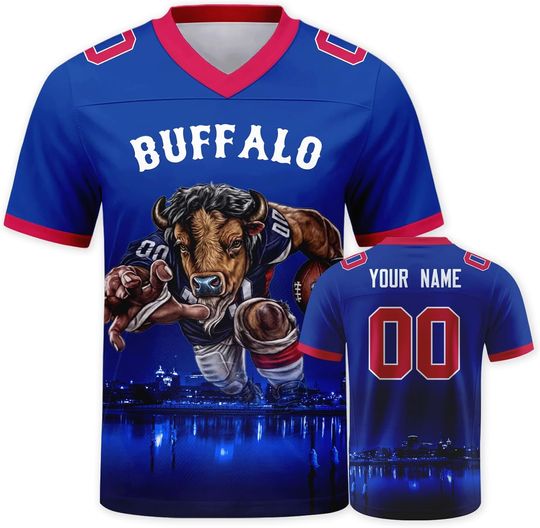 Discover Custom Football Jersey Mascots City Night Shirt Personalized Name Number Practice Uniform for Men Women Youth Fans Gift