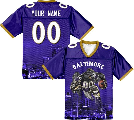 Discover Custom Football Jersey Mascots City Night Shirt Personalized Name Number Practice Uniform Gift for Women Football Sports Fans