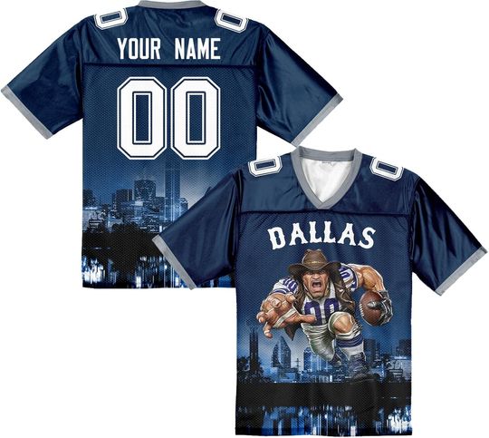Discover Custom Football Jersey Mascots City Night Shirt Personalized Name Number Practice Uniform Gift for Women Football Sports Fans