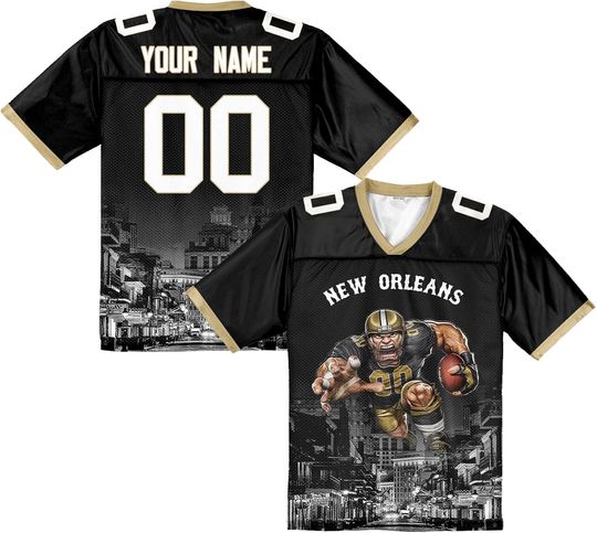 Discover Custom Football Jersey Mascots City Night Shirt Personalized Name Number Practice Uniform Gift for Women Football Sports Fans