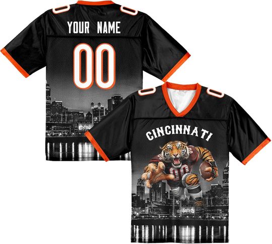 Discover Custom Football Jersey Mascots City Night Shirt Personalized Name Number Practice Uniform Gift for Women Football Sports Fans