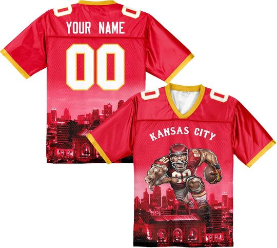 Discover Custom Football Jersey Mascots City Night Shirt Personalized Name Number Practice Uniform Gift for Women Football Sports Fans