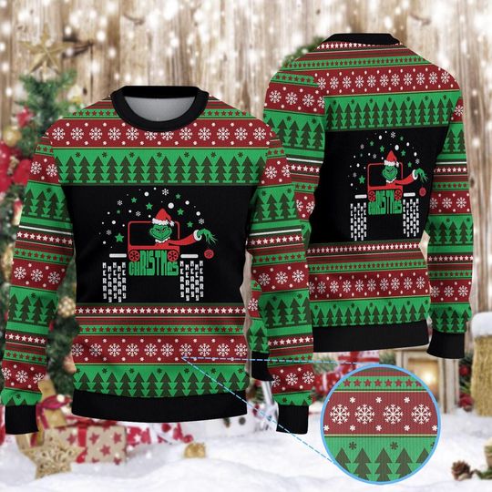 Discover Green Monster Jp Christmas Knitted Sweater, Funny Green Monster Ugly Sweater, Party Wear Sweater, Ugly Christmas Sweatshirt