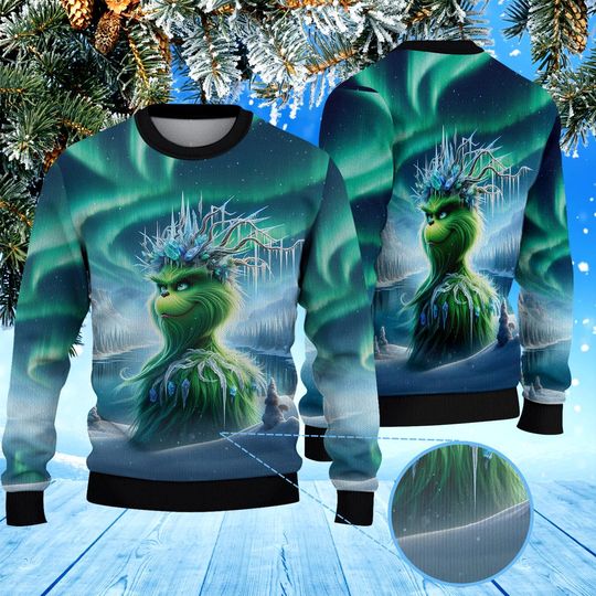 Discover The Green Monster Christmas Knitted Sweater, Green Monster Sweatshirt, Merry Greenmas Sweater, Party Wear Sweater, Ugly Christmas Sweatshirt