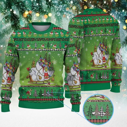 Discover The Green Monster Christmas Knitted Sweater, Funny Green Monster Christmas Ugly Sweater - Holiday Costume Pullover