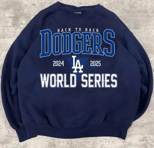 Los Angeles Dodgers World Series Back To Back 2024 2025 navy sweatshirt