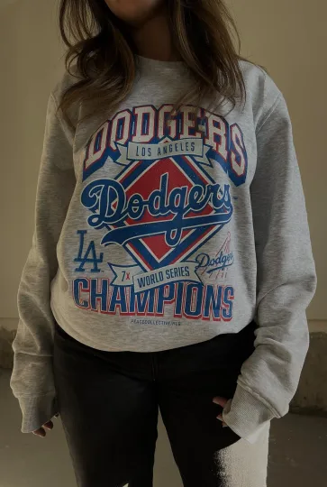 Discover Los Angeles Dodgers Champions 90s Remake design Ash Crewneck Sweatshirt
